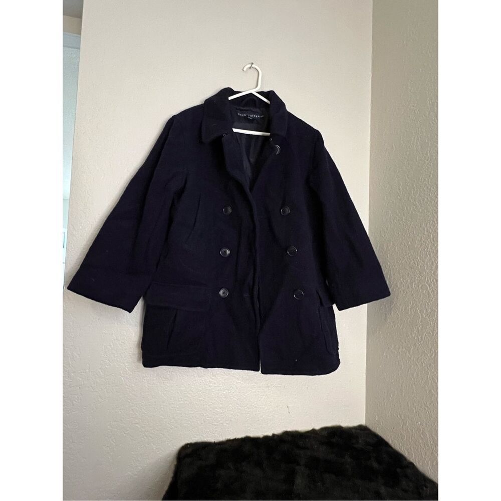Lauren Ralph Lauren Wool Peacoat women size XL dark navy classic double breasted